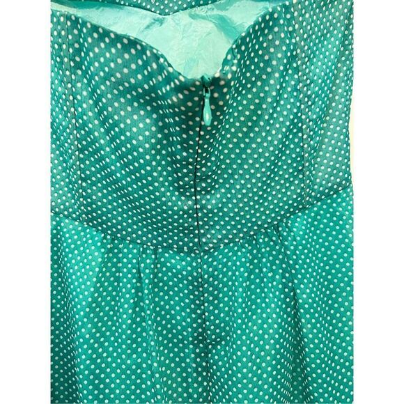 Ophelia Green Polka Dot Strapless Retro Bustier Mini Dress sz S - Picture 5 of 7
